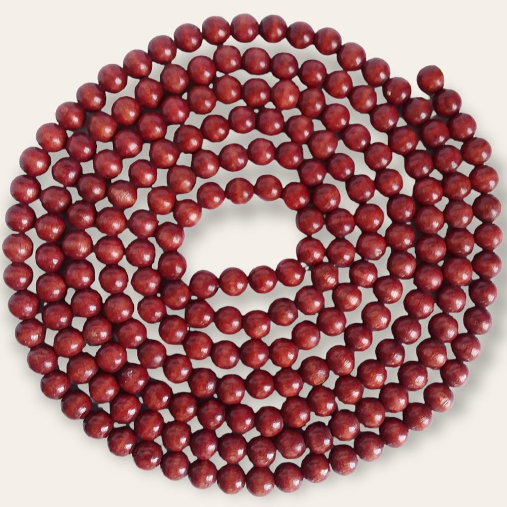 Wood Bead Garland Cranberry Burgundy Christmas Tree Decor 9ft Long 10mm Wide